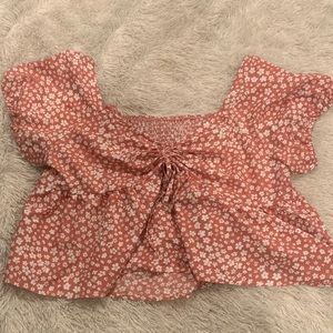 Shein, 4XL, Pink-floral spring blouse.